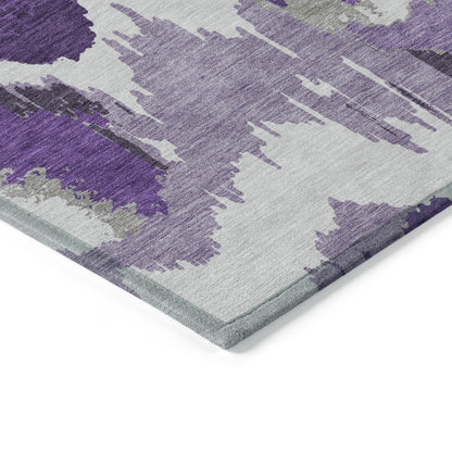 Tabselect Home Line 5' X 8' Purple Lavender And Gray Abstract Washable Indoor Outdoor Area Rug