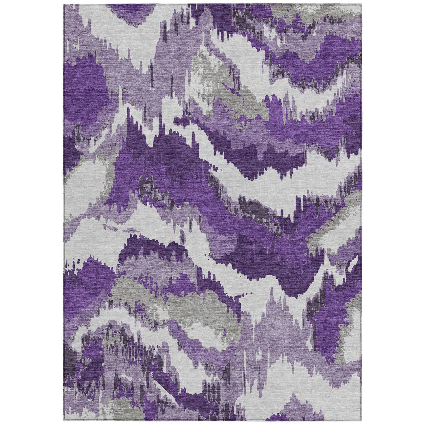 Tabselect Home Line 5' X 8' Purple Lavender And Gray Abstract Washable Indoor Outdoor Area Rug