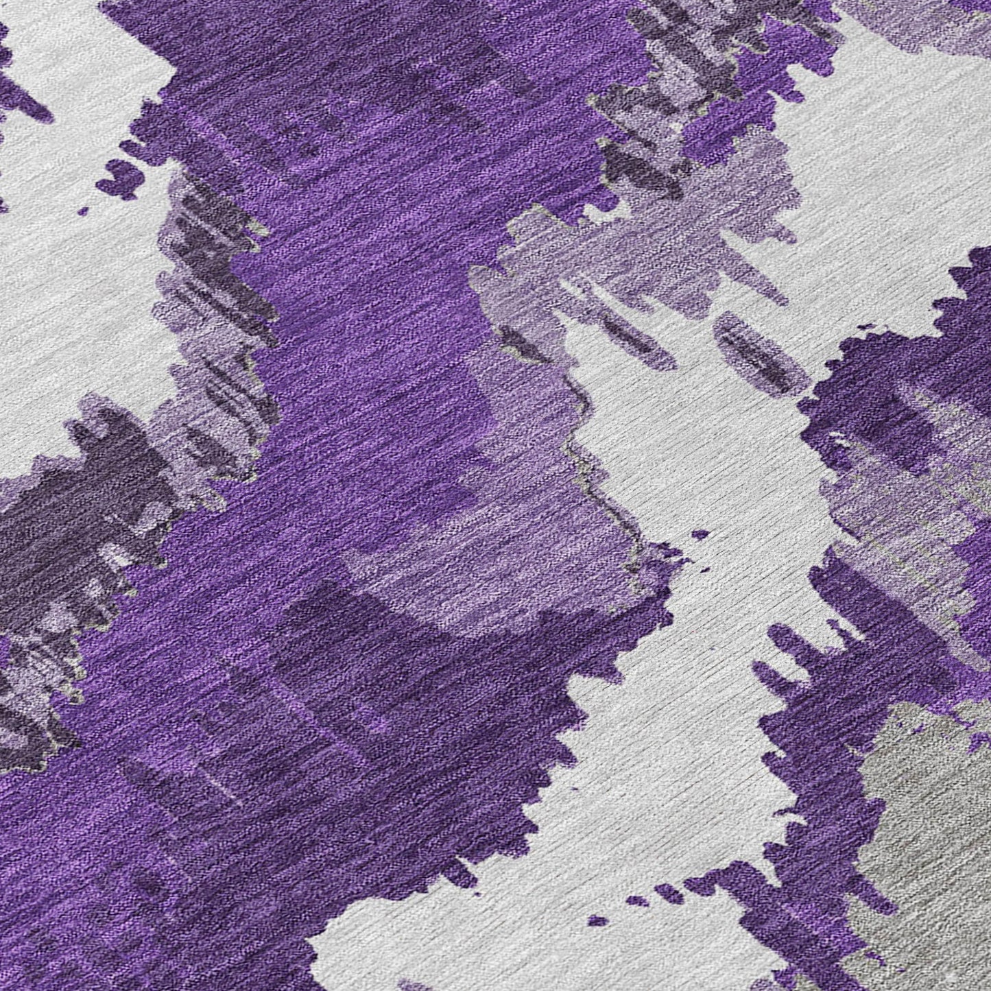 Tabselect Home Line 5' X 8' Purple Lavender And Gray Abstract Washable Indoor Outdoor Area Rug