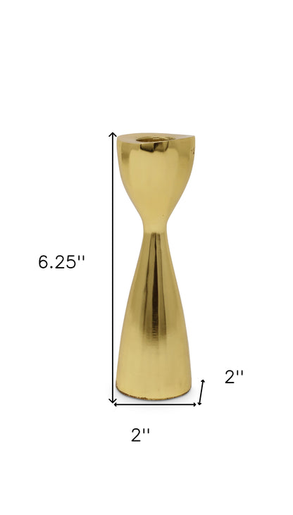 Tabselect Home Line 6" Gold Stainless Steel Tabletop Taper Candlestick