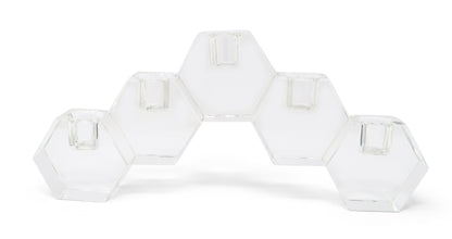 Tabselect Home Line 5" Clear Crystal Geometric Tabletop Candelabra Candle Holder