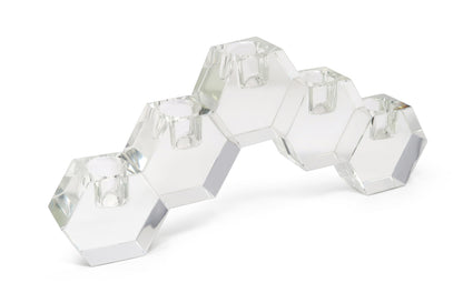 Tabselect Home Line 5" Clear Crystal Geometric Tabletop Candelabra Candle Holder