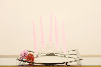 Tabselect Home Line 5" Clear Crystal Geometric Tabletop Candelabra Candle Holder