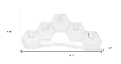 Tabselect Home Line 5" Clear Crystal Geometric Tabletop Candelabra Candle Holder