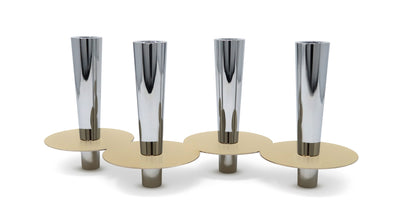 Tabselect Home Line 6" Silver And Gold Stainless Steel Tabletop Four Light Taper Candle Holder