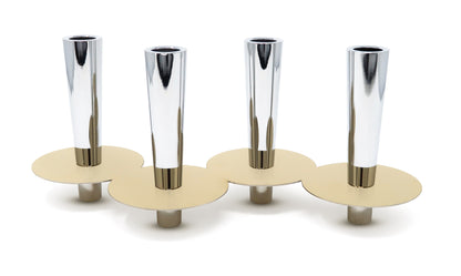 Tabselect Home Line 6" Silver And Gold Stainless Steel Tabletop Four Light Taper Candle Holder