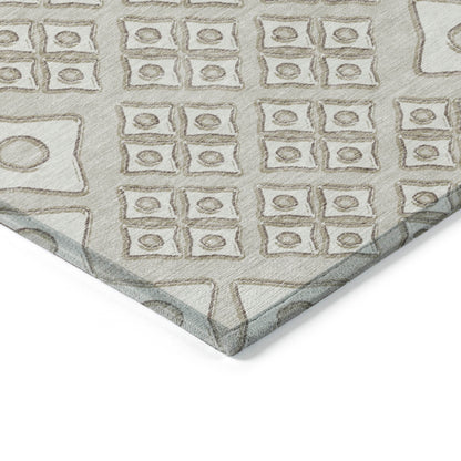 Tabselect Home Line 5' X 8' Beige And Ivory Geometric Washable Indoor Outdoor Area Rug