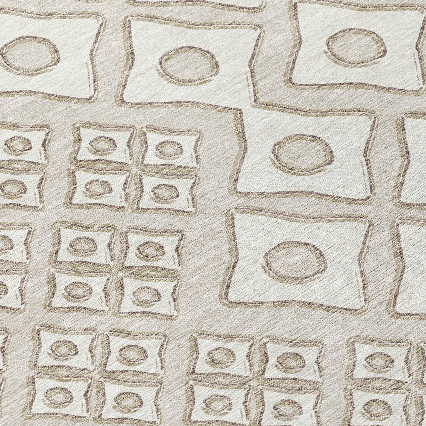 Tabselect Home Line 5' X 8' Beige And Ivory Geometric Washable Indoor Outdoor Area Rug