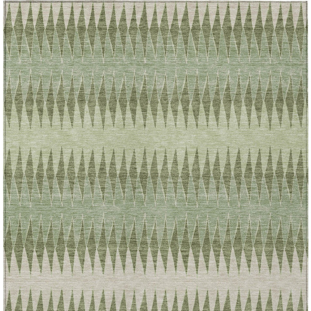 Tabselect Home Line 5' X 8' Artichoke Green And Light Green Striped Washable Indoor Outdoor Area Rug