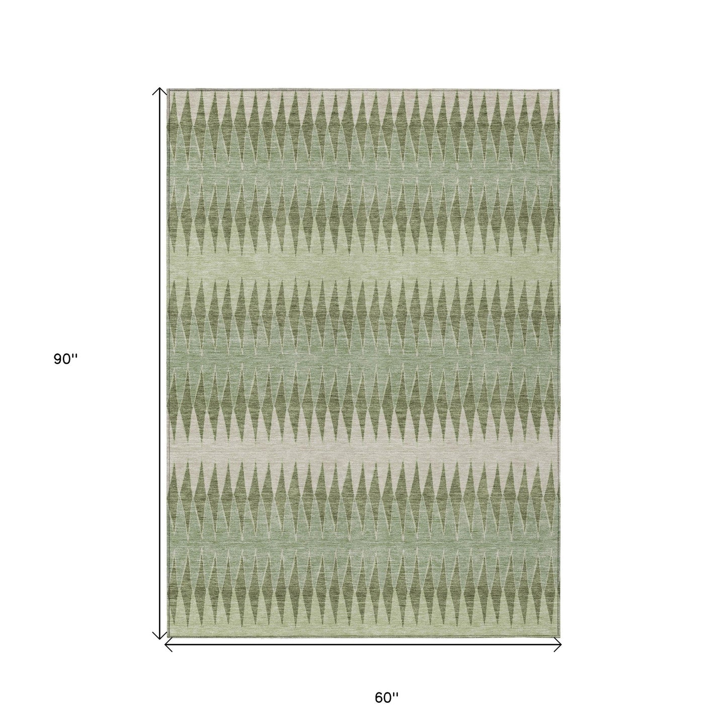 Tabselect Home Line 5' X 8' Artichoke Green And Light Green Striped Washable Indoor Outdoor Area Rug