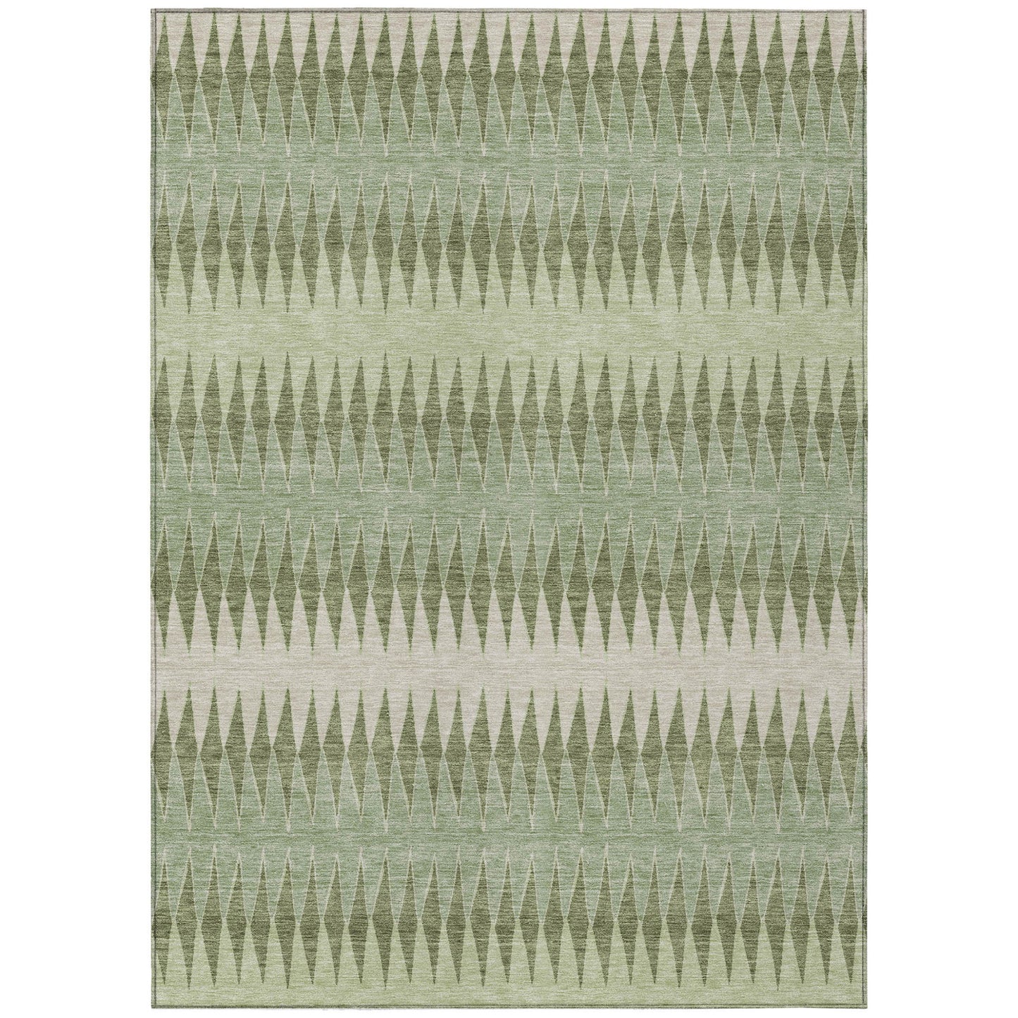 Tabselect Home Line 5' X 8' Artichoke Green And Light Green Striped Washable Indoor Outdoor Area Rug