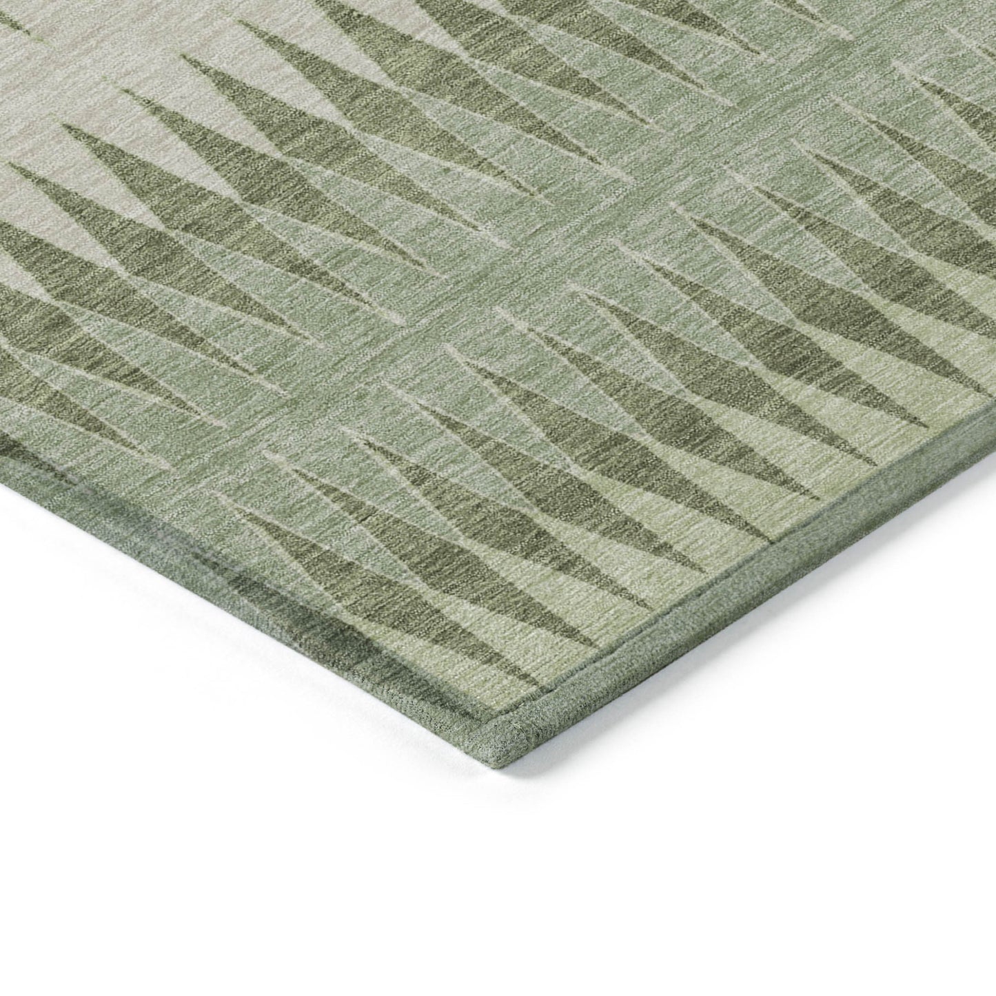 Tabselect Home Line 5' X 8' Artichoke Green And Light Green Striped Washable Indoor Outdoor Area Rug