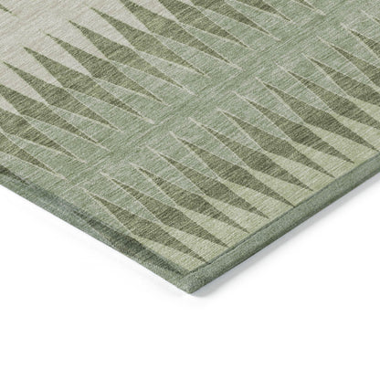 Tabselect Home Line 5' X 8' Artichoke Green And Light Green Striped Washable Indoor Outdoor Area Rug