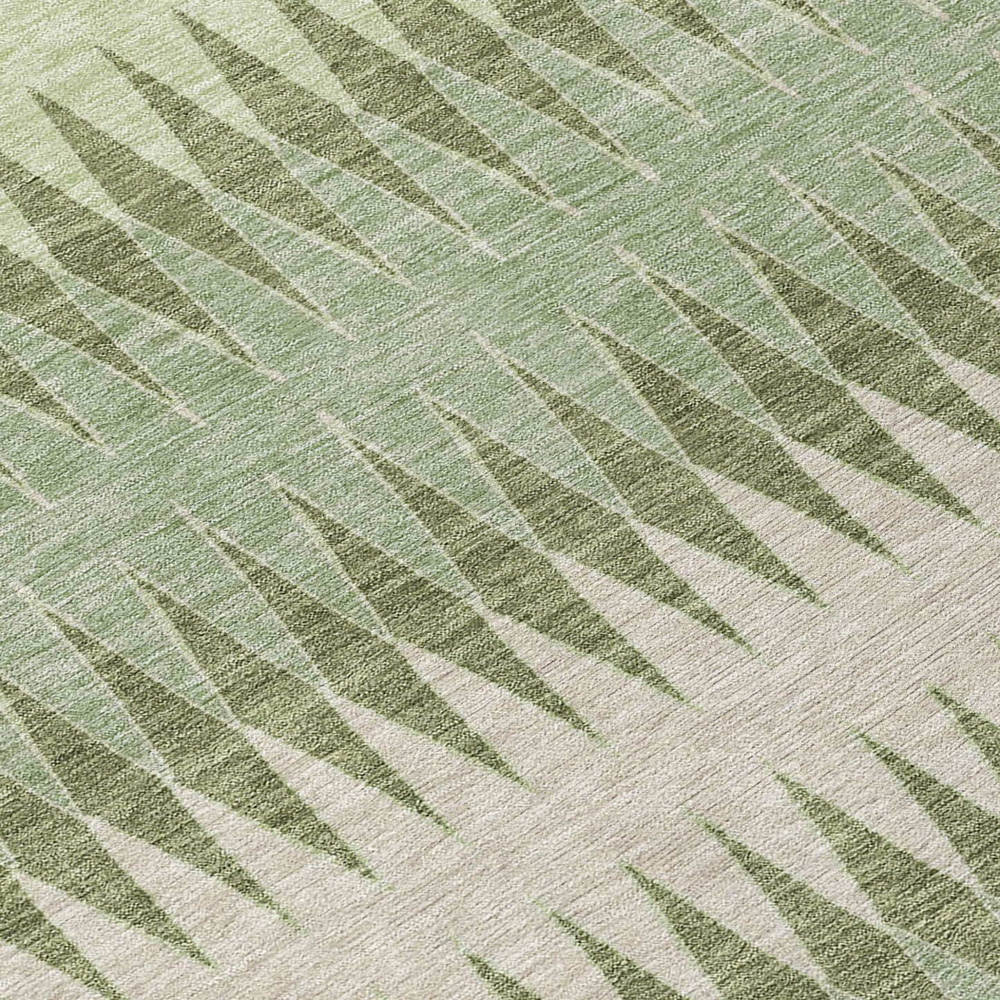 Tabselect Home Line 8' Artichoke Green And Light Green Round Striped Washable Indoor Outdoor Area Rug