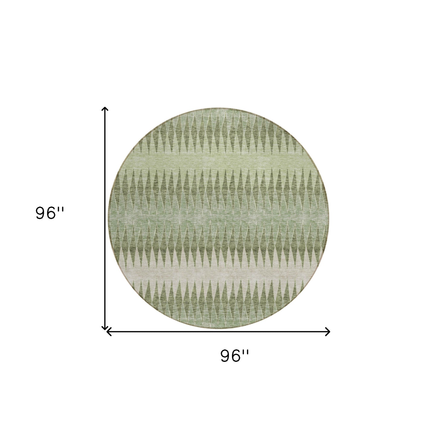 Tabselect Home Line 8' Artichoke Green And Light Green Round Striped Washable Indoor Outdoor Area Rug
