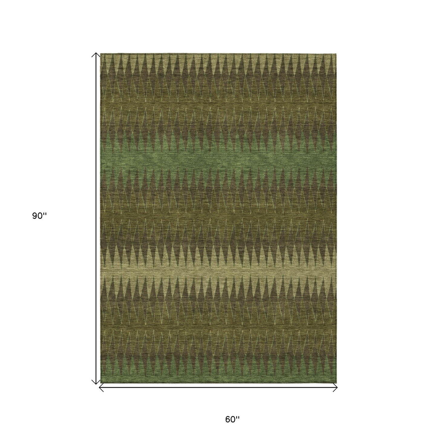 Tabselect Home Line 5' X 8' Olive Green And Dark Green Striped Washable Indoor Outdoor Area Rug