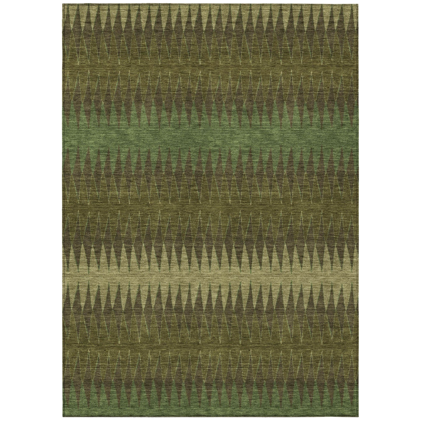 Tabselect Home Line 5' X 8' Olive Green And Dark Green Striped Washable Indoor Outdoor Area Rug