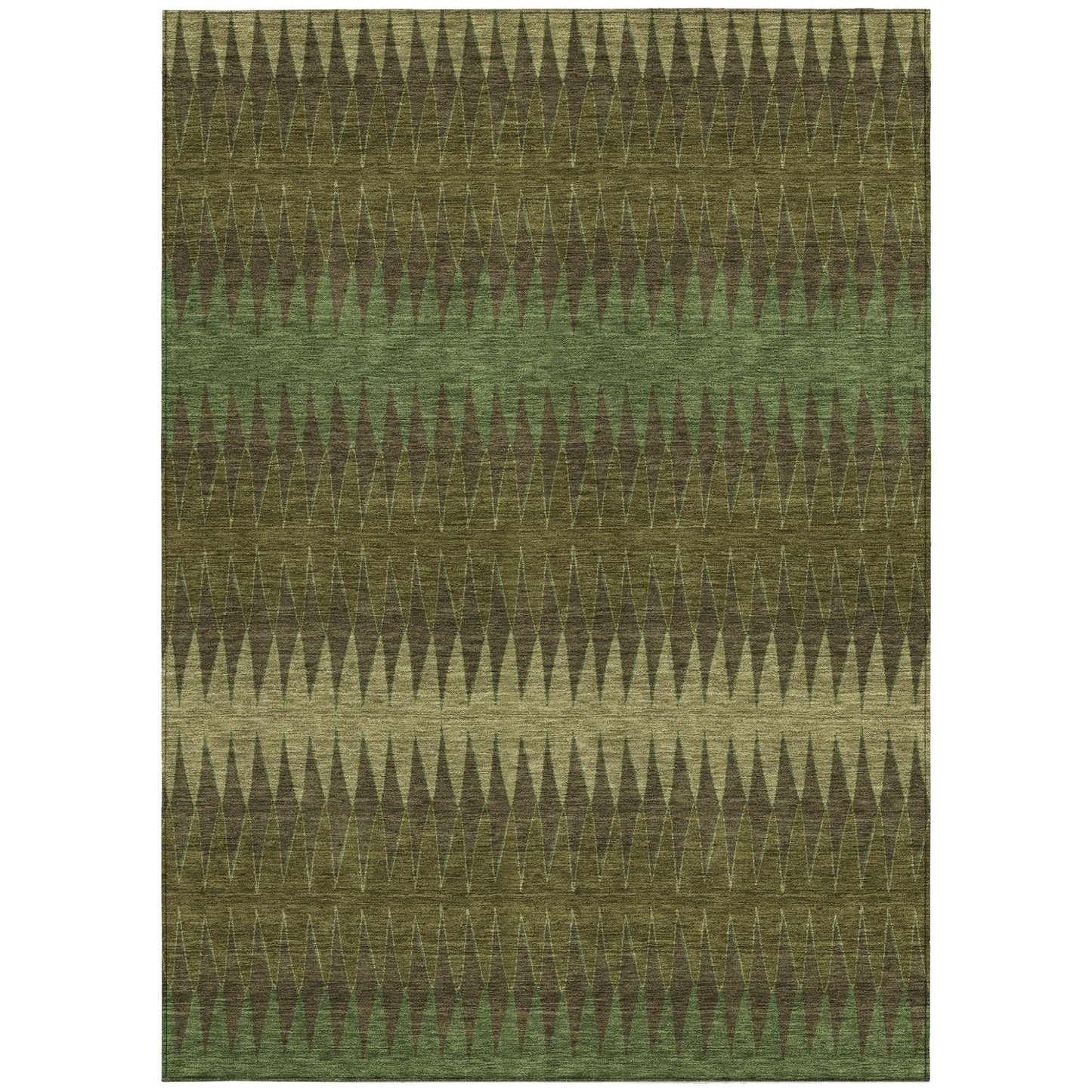 Tabselect Home Line 5' X 8' Olive Green And Dark Green Striped Washable Indoor Outdoor Area Rug