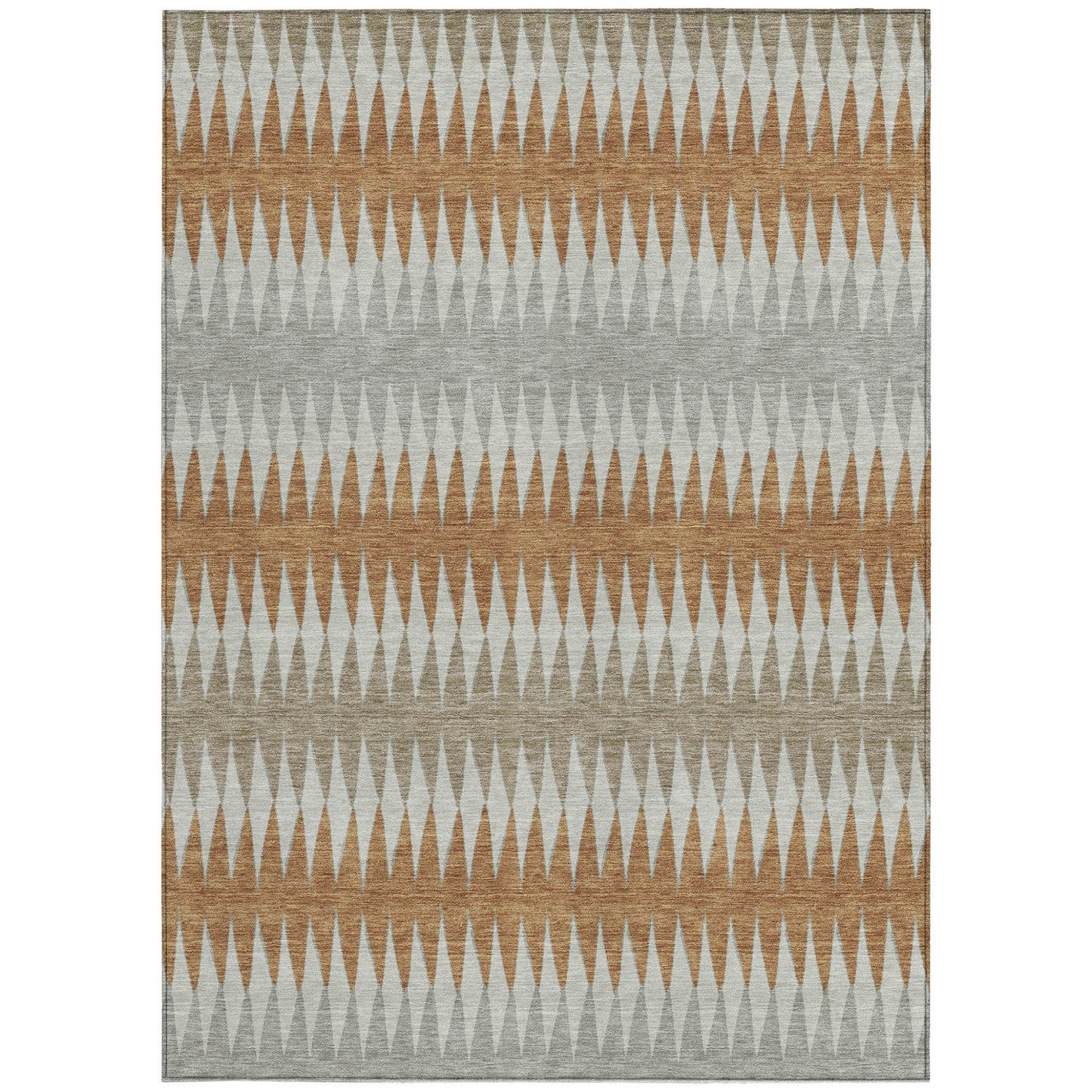 Tabselect Home Line 5' X 8' Orange Gray And Beige Striped Washable Indoor Outdoor Area Rug