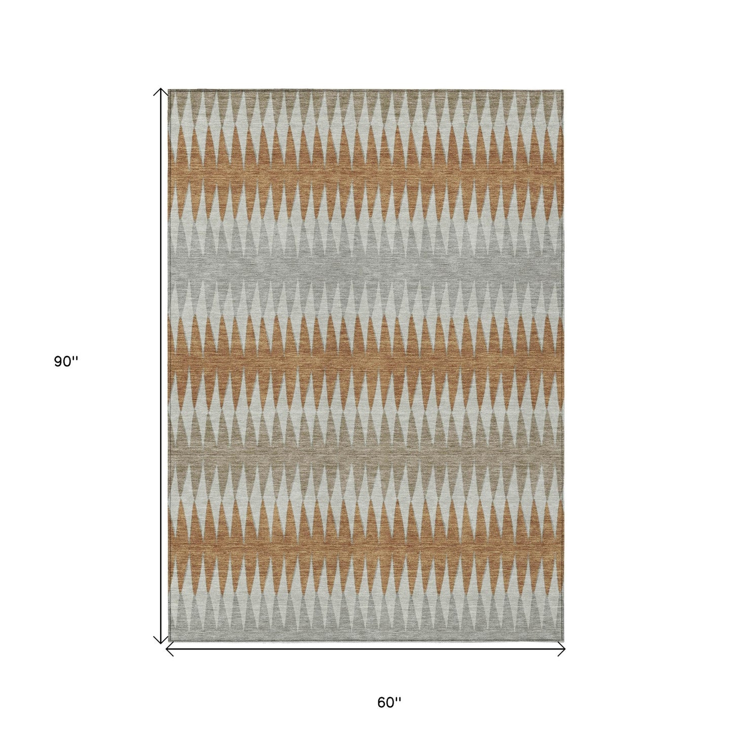 Tabselect Home Line 5' X 8' Orange Gray And Beige Striped Washable Indoor Outdoor Area Rug