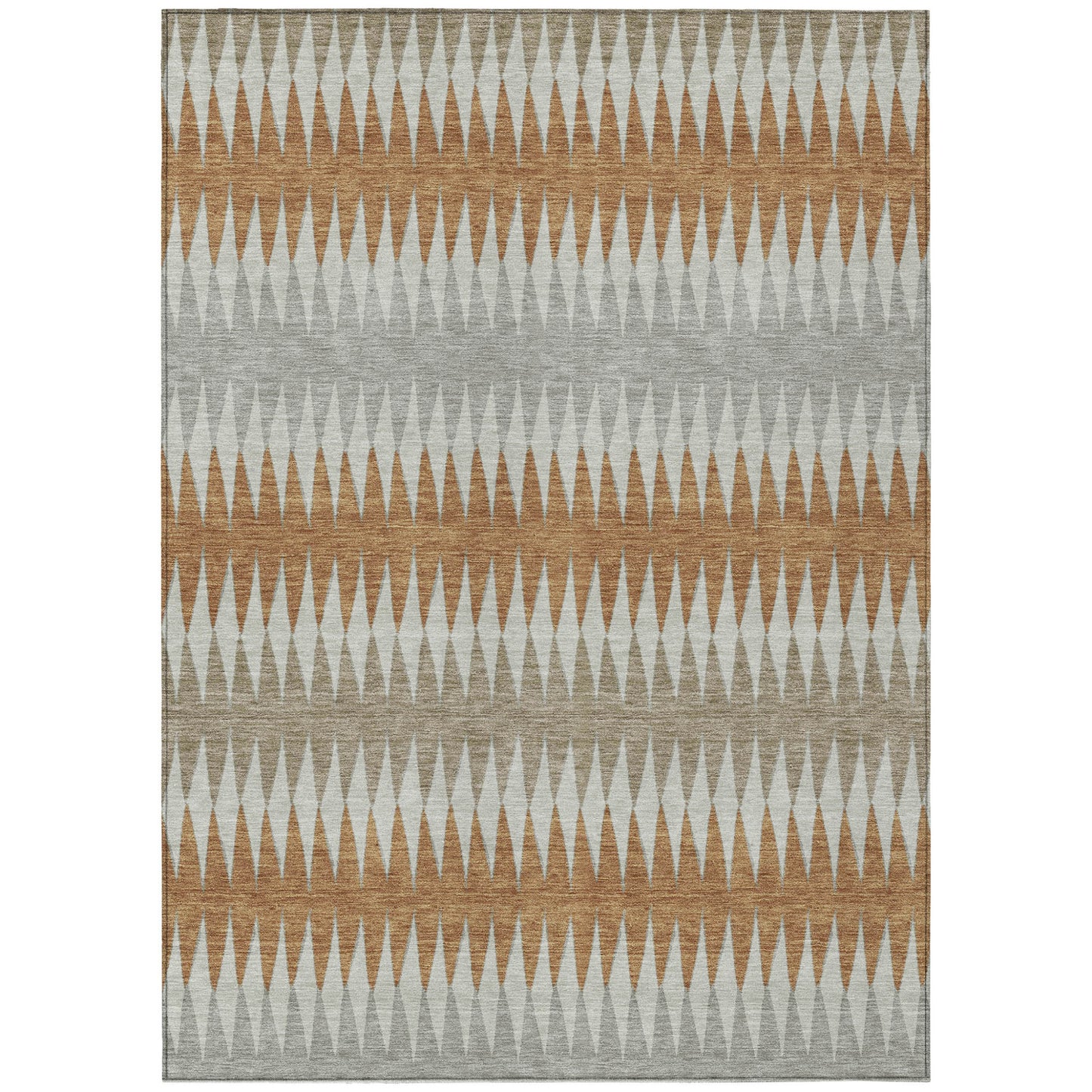 Tabselect Home Line 5' X 8' Orange Gray And Beige Striped Washable Indoor Outdoor Area Rug