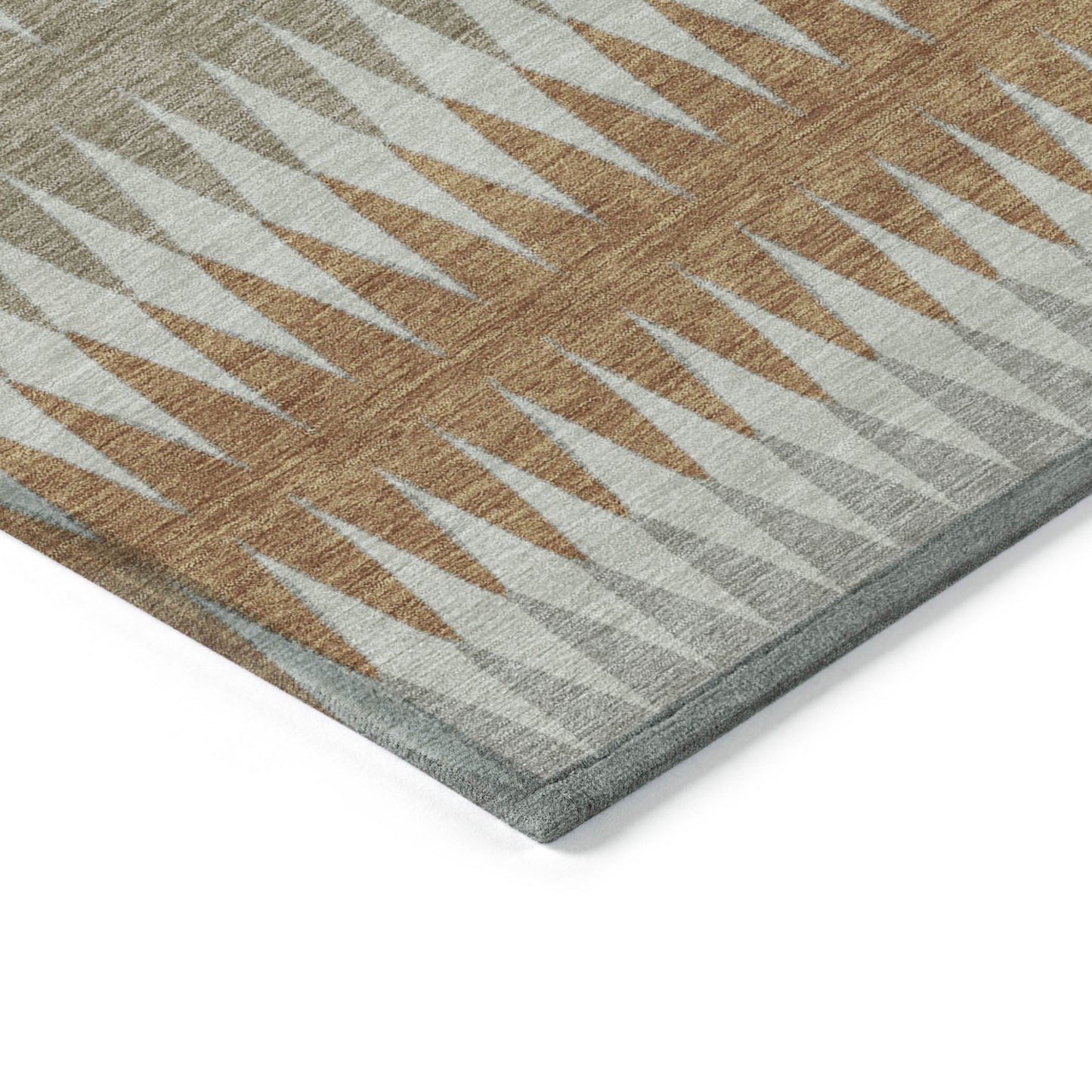 Tabselect Home Line 5' X 8' Orange Gray And Beige Striped Washable Indoor Outdoor Area Rug