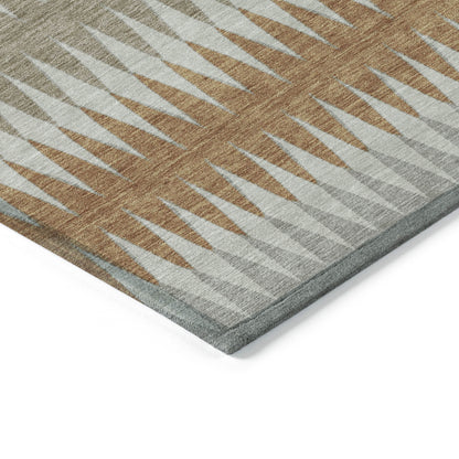 Tabselect Home Line 5' X 8' Orange Gray And Beige Striped Washable Indoor Outdoor Area Rug