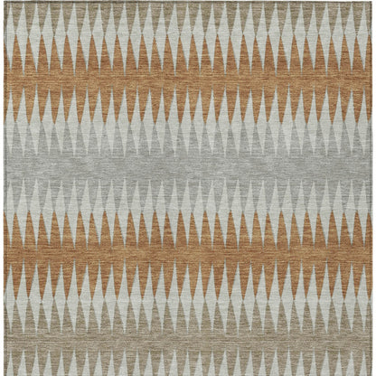 Tabselect Home Line 5' X 8' Orange Gray And Beige Striped Washable Indoor Outdoor Area Rug
