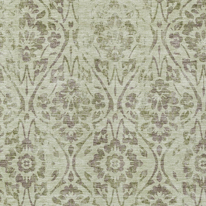 Tabselect Home Line 5' X 8' Artichoke Green And Brown Floral Washable Indoor Outdoor Area Rug