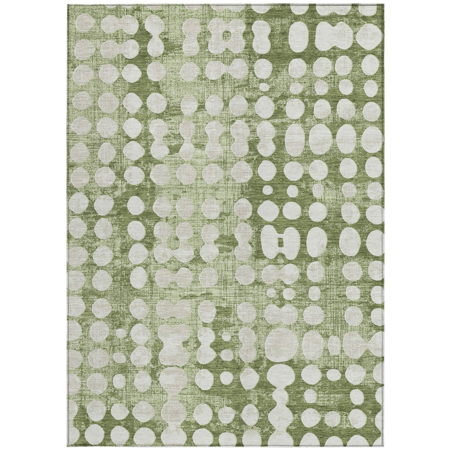 Tabselect Home Line 5' X 8' Artichoke Green And Ivory Abstract Washable Indoor Outdoor Area Rug