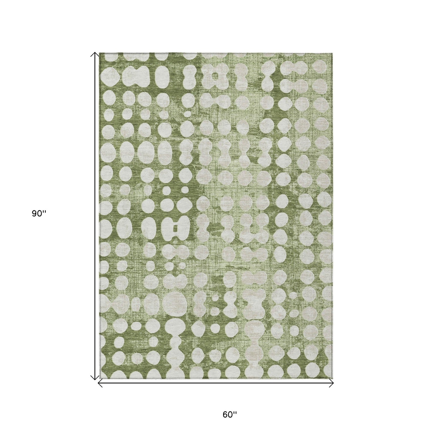 Tabselect Home Line 5' X 8' Artichoke Green And Ivory Abstract Washable Indoor Outdoor Area Rug