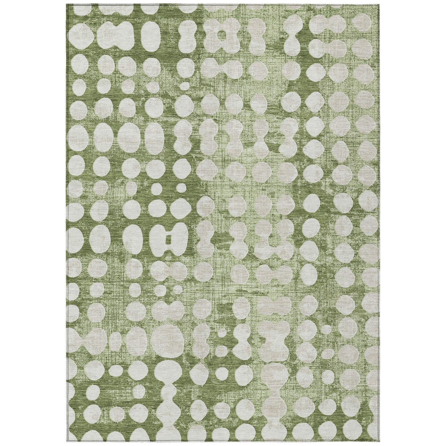 Tabselect Home Line 5' X 8' Artichoke Green And Ivory Abstract Washable Indoor Outdoor Area Rug