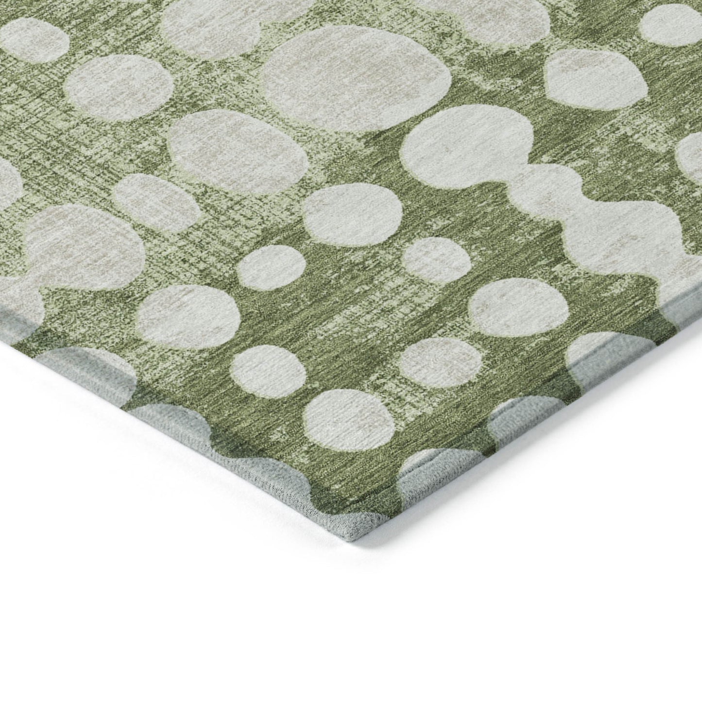 Tabselect Home Line 5' X 8' Artichoke Green And Ivory Abstract Washable Indoor Outdoor Area Rug