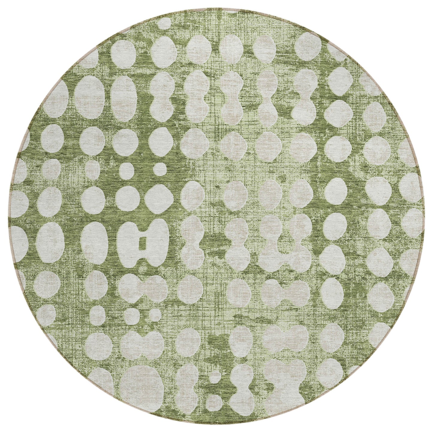 Tabselect Home Line 8' Artichoke Green And Ivory Round Abstract Washable Indoor Outdoor Area Rug