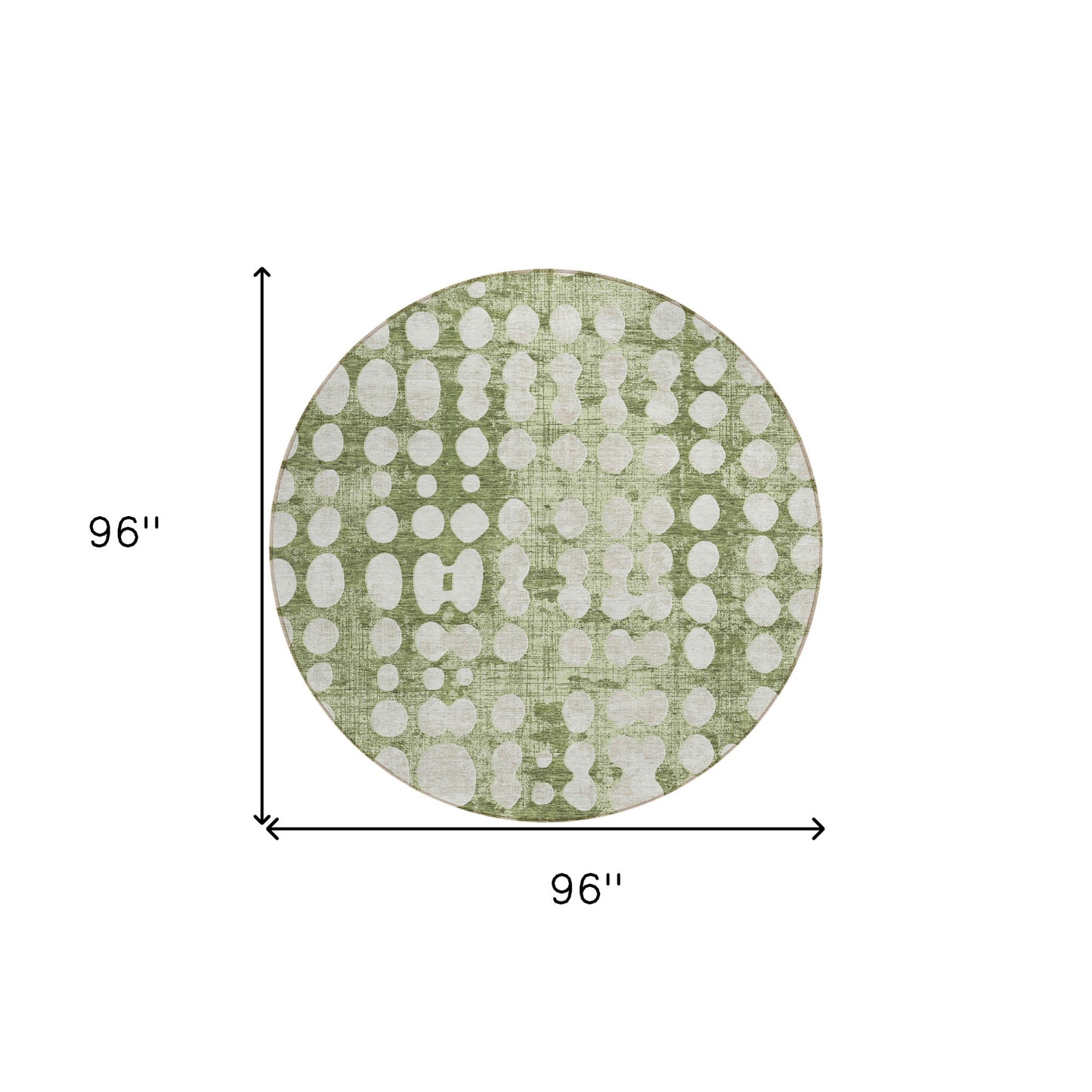 Tabselect Home Line 8' Artichoke Green And Ivory Round Abstract Washable Indoor Outdoor Area Rug