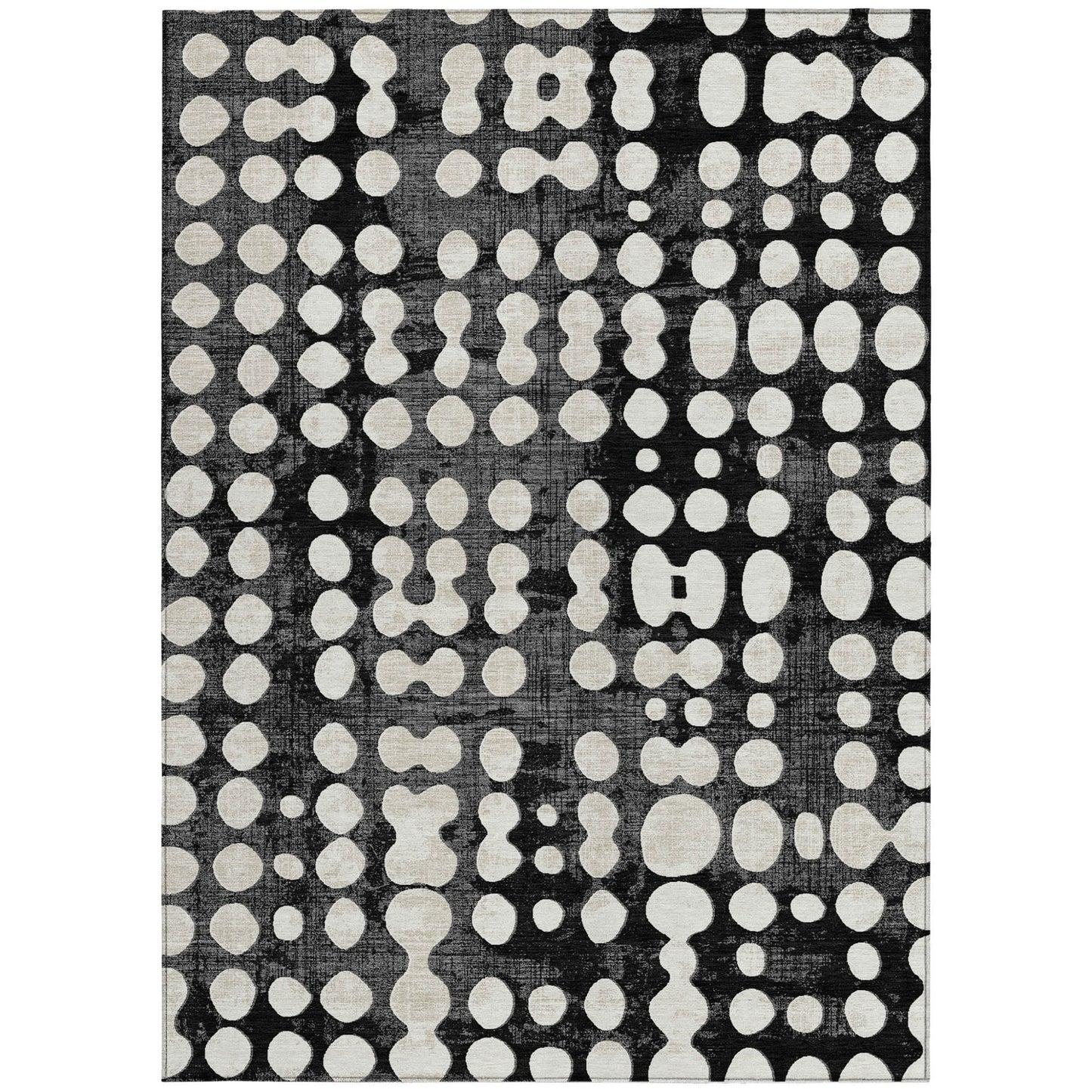 Tabselect Home Line 5' X 8' Black And Ivory Abstract Washable Indoor Outdoor Area Rug
