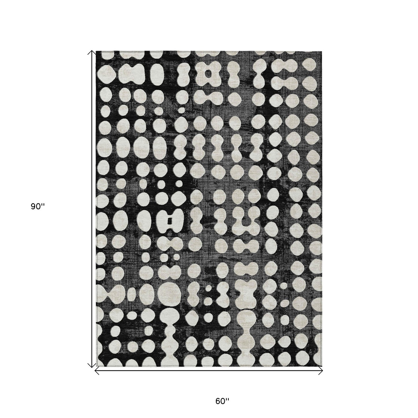 Tabselect Home Line 5' X 8' Black And Ivory Abstract Washable Indoor Outdoor Area Rug
