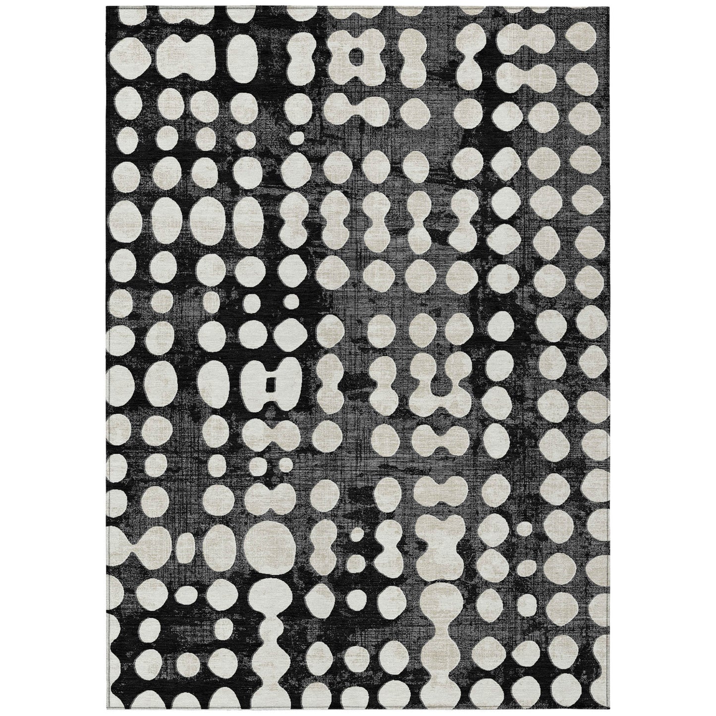 Tabselect Home Line 5' X 8' Black And Ivory Abstract Washable Indoor Outdoor Area Rug