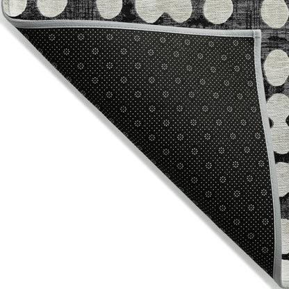 Tabselect Home Line 5' X 8' Black And Ivory Abstract Washable Indoor Outdoor Area Rug