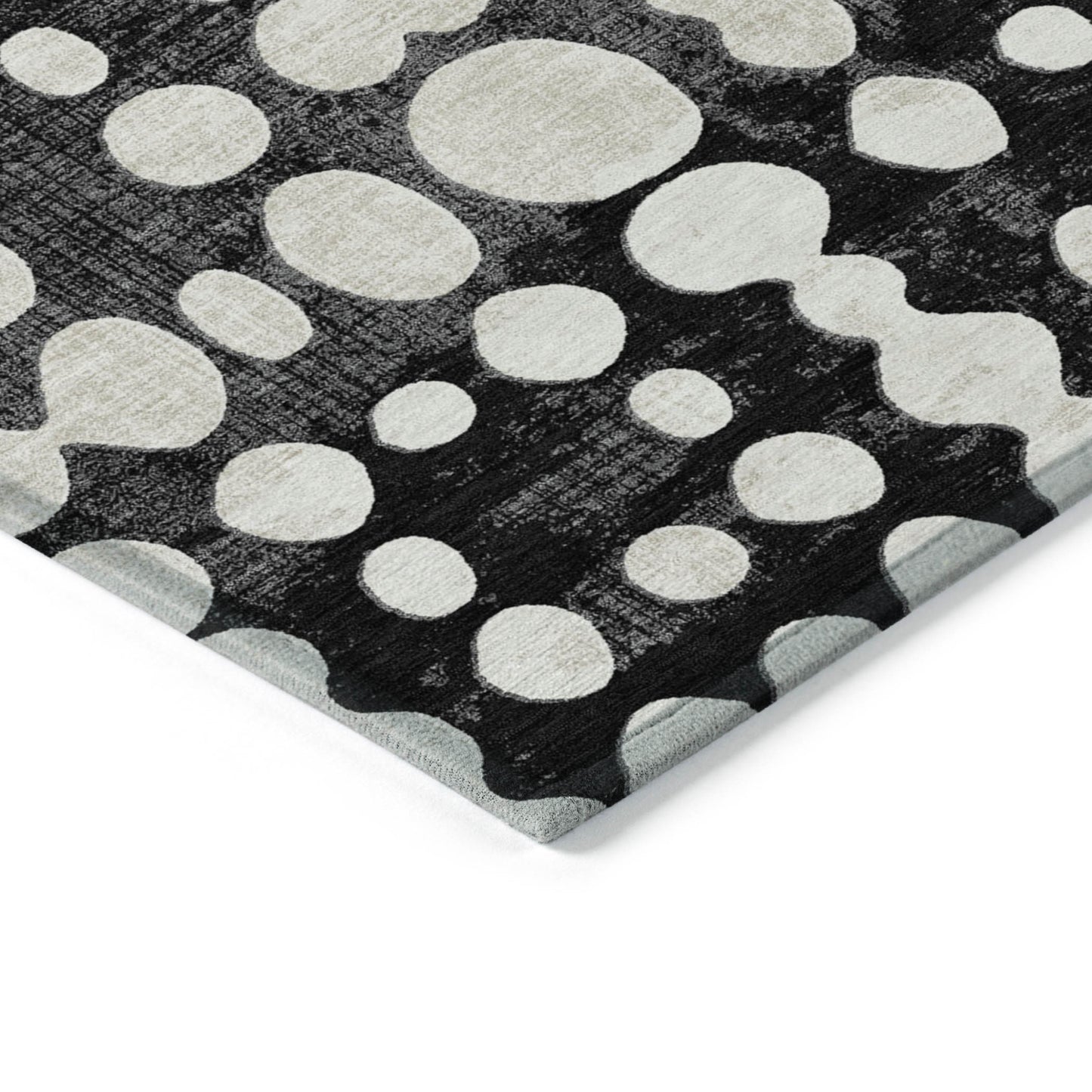 Tabselect Home Line 5' X 8' Black And Ivory Abstract Washable Indoor Outdoor Area Rug