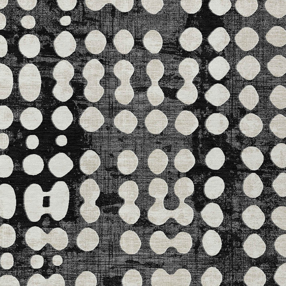 Tabselect Home Line 5' X 8' Black And Ivory Abstract Washable Indoor Outdoor Area Rug