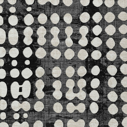 Tabselect Home Line 5' X 8' Black And Ivory Abstract Washable Indoor Outdoor Area Rug