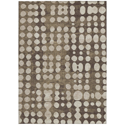 Tabselect Home Line 5' X 8' Brown And Beige Abstract Washable Indoor Outdoor Area Rug