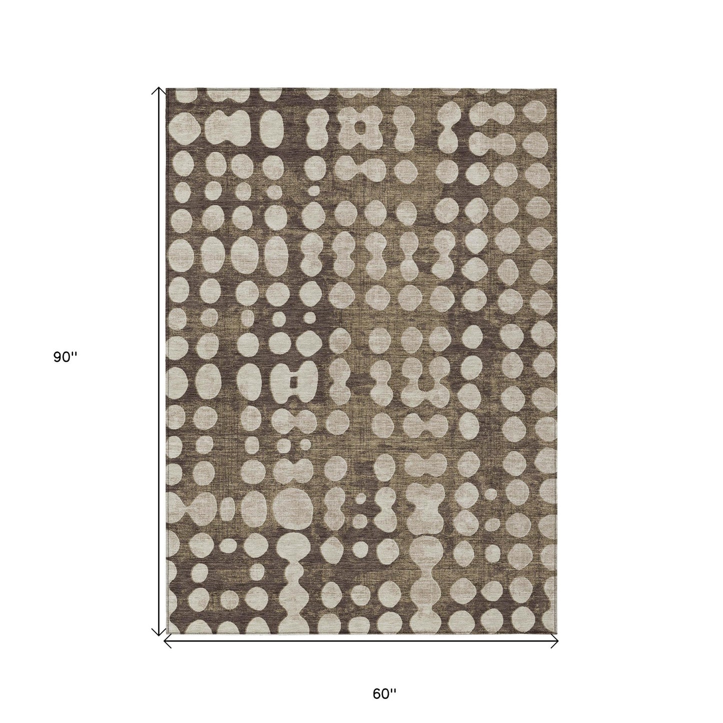 Tabselect Home Line 5' X 8' Brown And Beige Abstract Washable Indoor Outdoor Area Rug