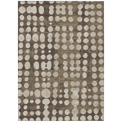 Tabselect Home Line 5' X 8' Brown And Beige Abstract Washable Indoor Outdoor Area Rug