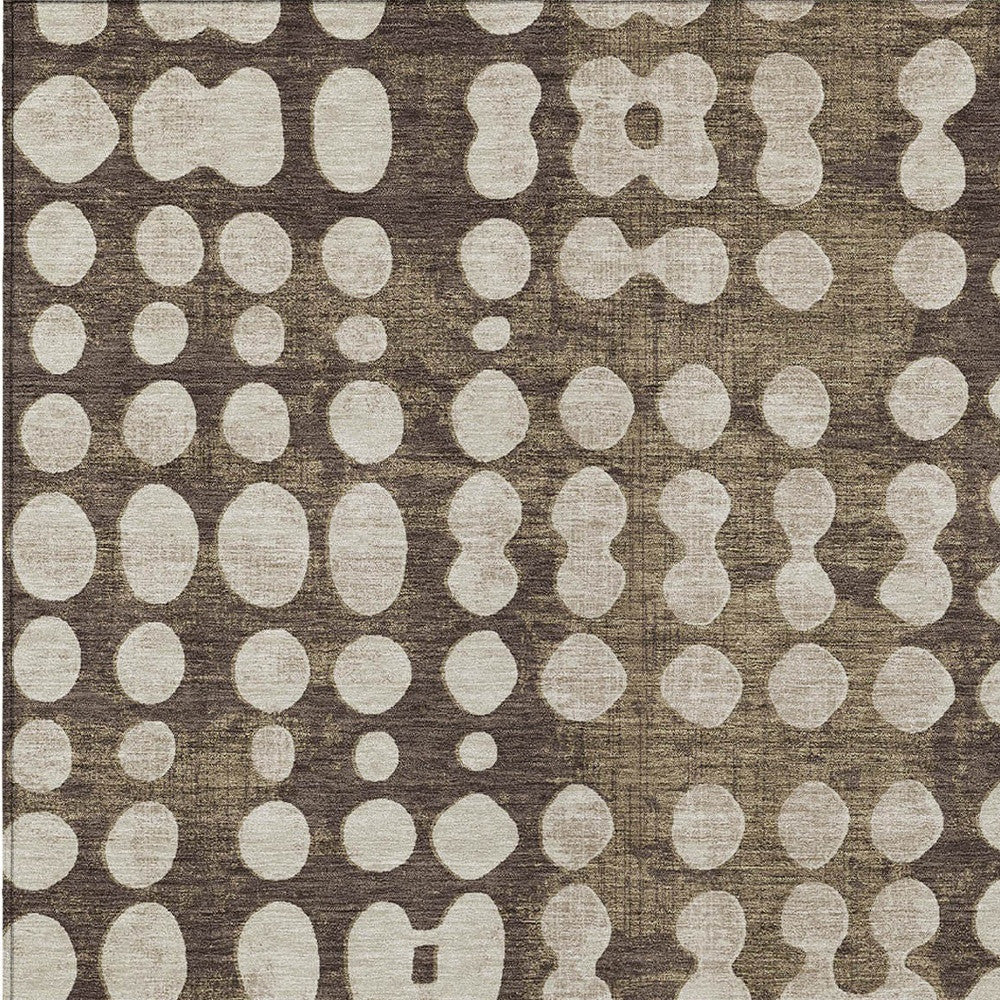 Tabselect Home Line 5' X 8' Brown And Beige Abstract Washable Indoor Outdoor Area Rug