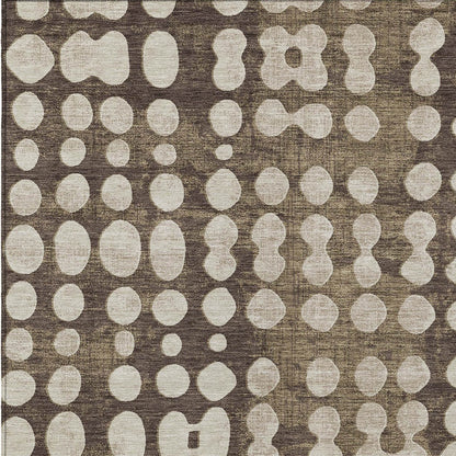 Tabselect Home Line 5' X 8' Brown And Beige Abstract Washable Indoor Outdoor Area Rug