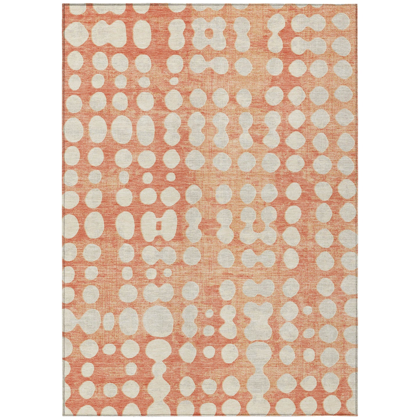 Tabselect Home Line 5' X 8' Coral And Ivory Abstract Washable Indoor Outdoor Area Rug