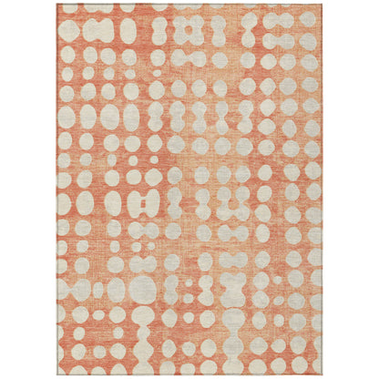 Tabselect Home Line 5' X 8' Coral And Ivory Abstract Washable Indoor Outdoor Area Rug