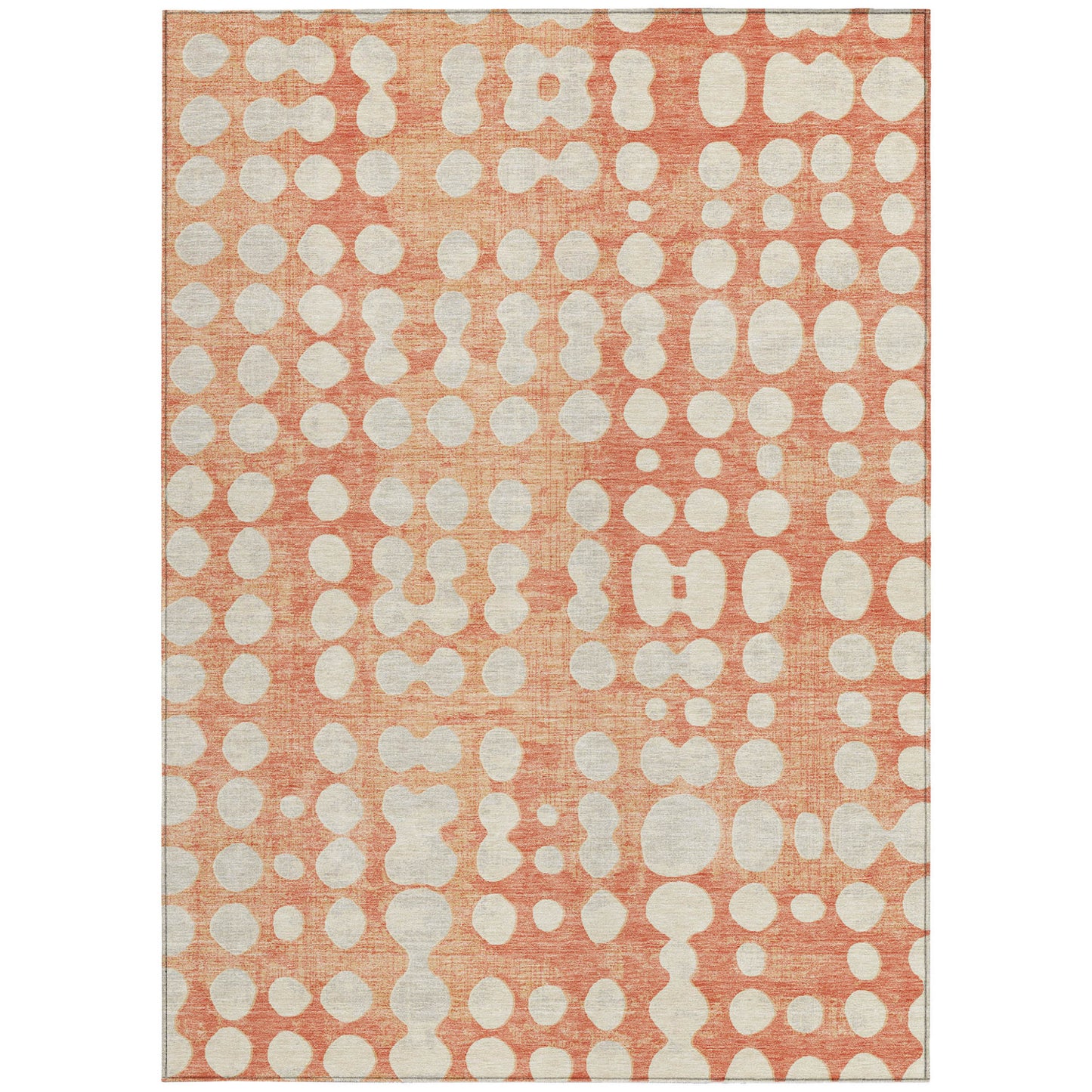 Tabselect Home Line 5' X 8' Coral And Ivory Abstract Washable Indoor Outdoor Area Rug